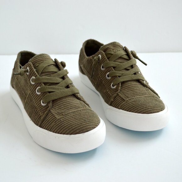 blowfish malibu casual slip sneaker shoes corduroy ribbed olive green woman new - Picture 5 of 7